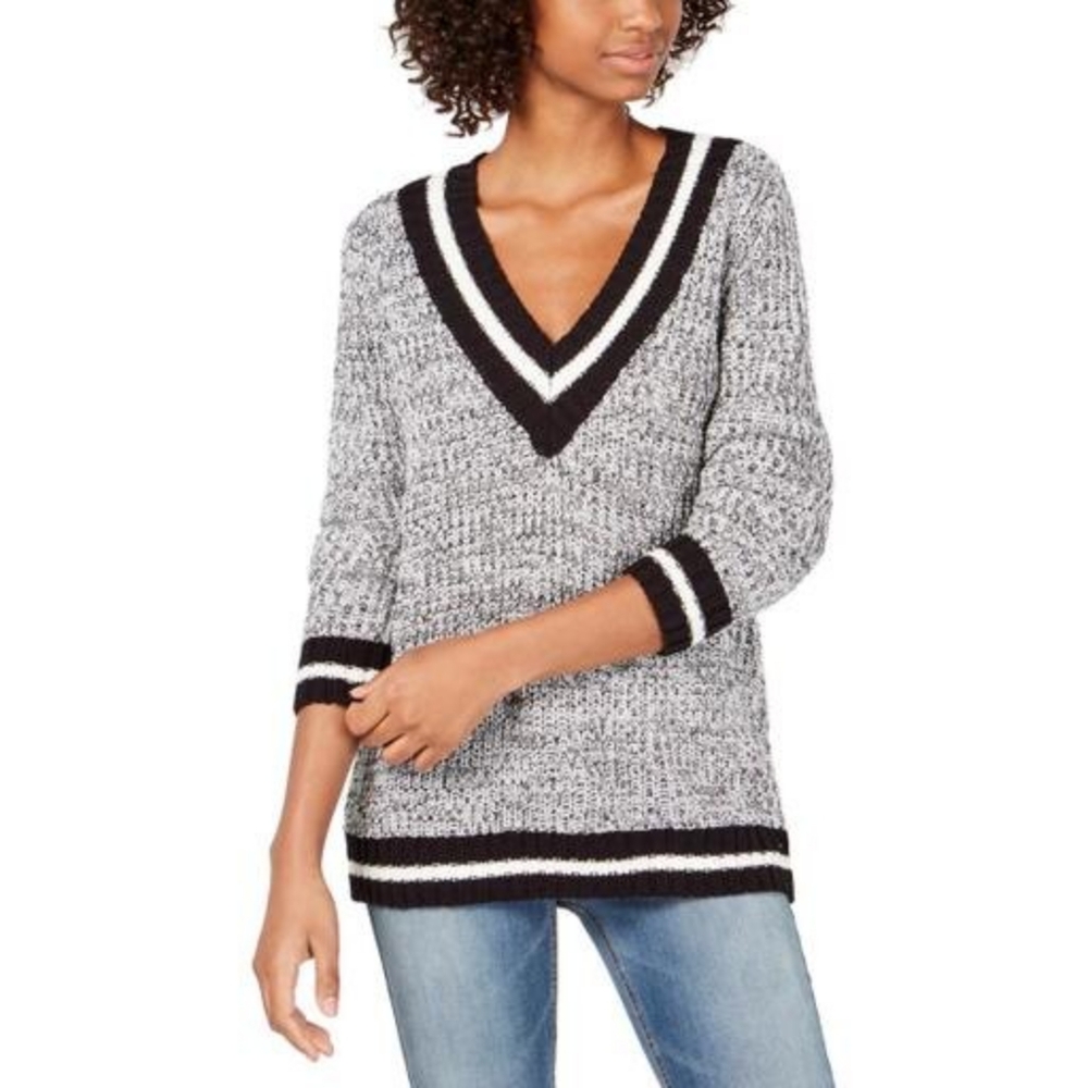 Freshman Womens Juniors Knit Marled Pullover Sweater Ivory